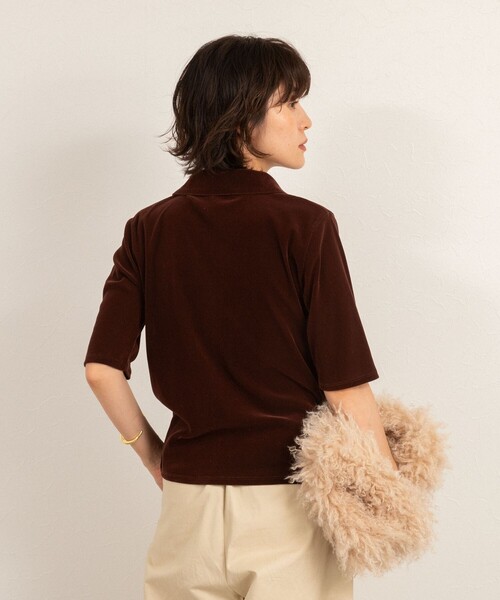 NOLLEY’S（ノーリーズ）の「【MAQWEL/マクウェル】ウォッシャブルベロア半袖シャツ（シャツ/ブラウス・レディース・ブラウン/カーキ・FREE）」の15枚目の写真