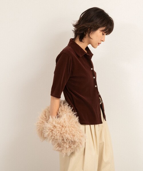 NOLLEY’S（ノーリーズ）の「【MAQWEL/マクウェル】ウォッシャブルベロア半袖シャツ（シャツ/ブラウス・レディース・ブラウン/カーキ・FREE）」の17枚目の写真
