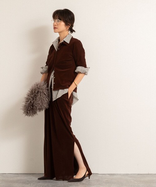 NOLLEY’S（ノーリーズ）の「【MAQWEL/マクウェル】ウォッシャブルベロア半袖シャツ（シャツ/ブラウス・レディース・ブラウン/カーキ・FREE）」の22枚目の写真