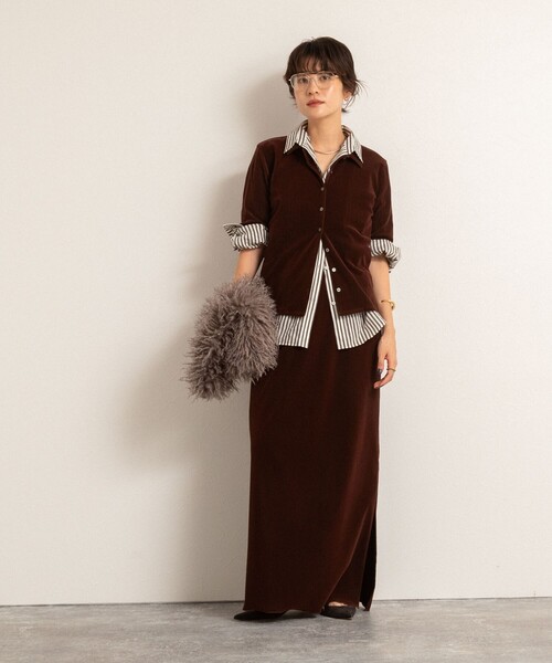 NOLLEY’S（ノーリーズ）の「【MAQWEL/マクウェル】ウォッシャブルベロア半袖シャツ（シャツ/ブラウス・レディース・ブラウン/カーキ・FREE）」の19枚目の写真