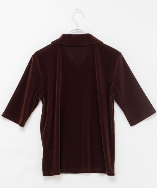 NOLLEY’S（ノーリーズ）の「【MAQWEL/マクウェル】ウォッシャブルベロア半袖シャツ（シャツ/ブラウス・レディース・ブラウン/カーキ・FREE）」の13枚目の写真