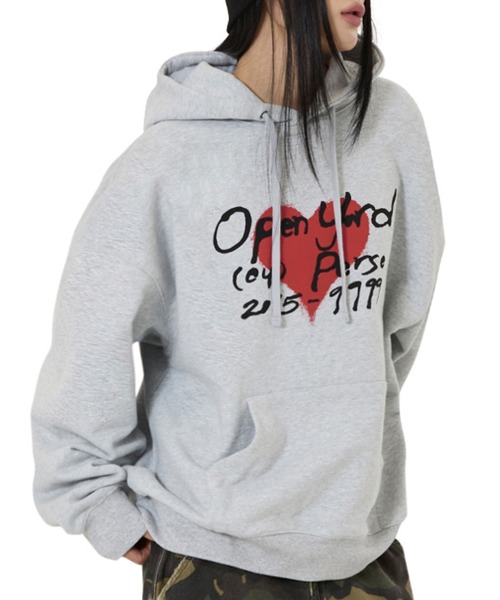 OY(オーワイ)の「『OY/オーワイ』HEART TAG HOODIE/ハートタグプルオーバーパーカー(パーカー・レディース・グレー/ブラック・M/L)」の1枚目の写真