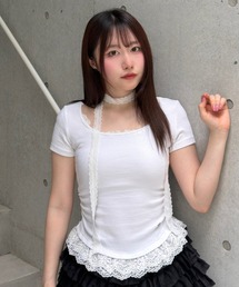 レースヘムトップス
