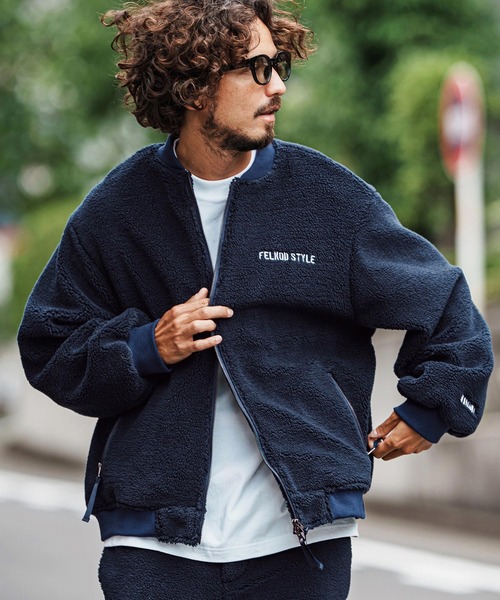 mj11048-Plain Boa Oversized Blouson ボアブルゾン(F25F040