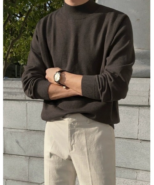 Otte(オッテ)の「ハーフネックデイリーニット(ニット/セーター・メンズ・ブラック/ブラウン・LARGE/MEDIUM/X-LARGE)」の1枚目の写真