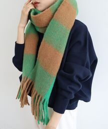 《WEB限定アイテム》ビッグフリンジチェックストール