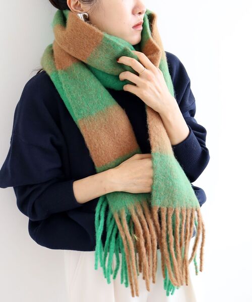 le.coeur blanc（ルクールブラン）の「ビッグフリンジチェックストール（ストール/ショール・レディース・ブルー/レッド/グリーン・FREE）」の21枚目の写真