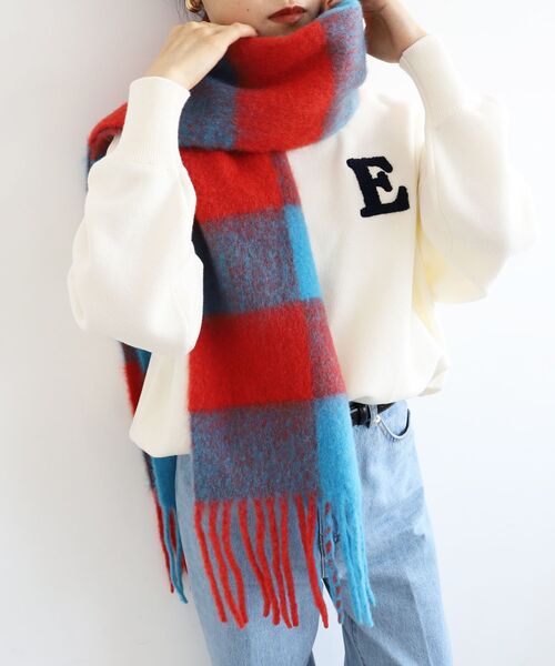 le.coeur blanc（ルクールブラン）の「ビッグフリンジチェックストール（ストール/ショール・レディース・ブルー/レッド/グリーン・FREE）」の16枚目の写真