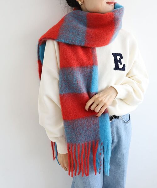 le.coeur blanc（ルクールブラン）の「ビッグフリンジチェックストール（ストール/ショール・レディース・ブルー/レッド/グリーン・FREE）」の15枚目の写真