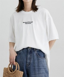 綿混オーバーサイズきれいめロゴTシャツ
