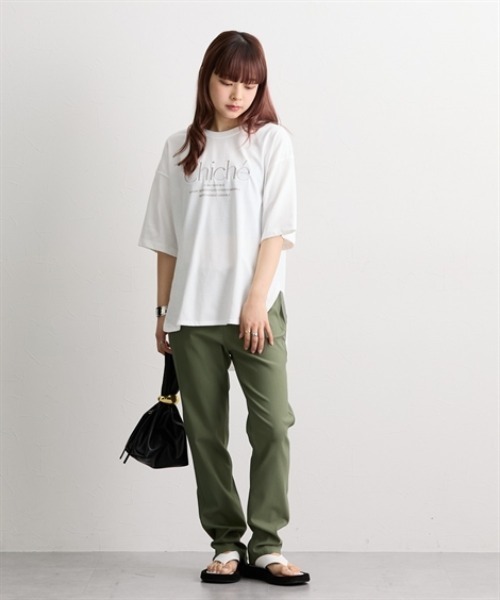 nissen(ニッセン)の「綿混オーバーサイズきれいめロゴTシャツ(Tシャツ/カットソー・レディース・ブラック系1/ブラック系3/ホワイト系4/ホワイト系3/ブラック系2/ブラウン系1/ホワイト系1/ホワイト系2/ブラック系4・M/L)」の11枚目の写真