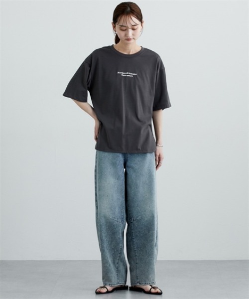nissen(ニッセン)の「綿混オーバーサイズきれいめロゴTシャツ(Tシャツ/カットソー・レディース・ブラック系1/ブラック系3/ホワイト系4/ホワイト系3/ブラック系2/ブラウン系1/ホワイト系1/ホワイト系2/ブラック系4・M/L)」の22枚目の写真