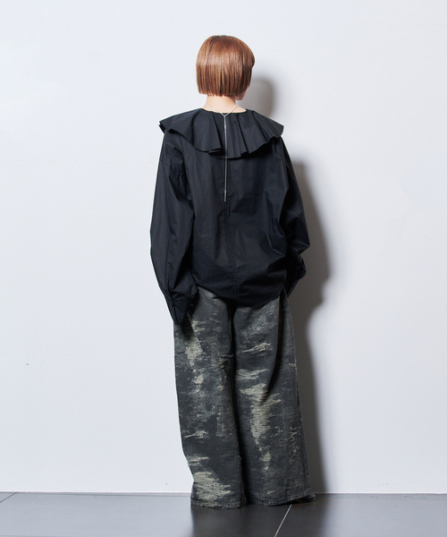 TAAKK（ターク）の「TAAKK DENIM WIDEPANTS TA25AW-PT333：デニムパンツ（デニムパンツ・レディース・ライトグレー/ピンク・SMALL/MEDIUM）」の5枚目の写真