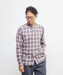 MEN'S MELROSE（メンズメルローズ）の「HITOYOSHIダブルネーム ｜ オンブレチェックバンドカラーシャツ（シャツ/ブラウス）」