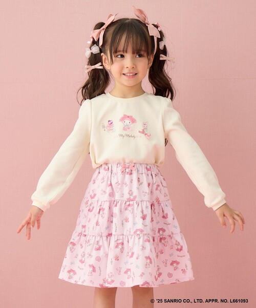 ANY(エニィ)の「【マイメロディ&クロミ×ANY KIDS】総柄 ティアードスカート(スカート・キッズ・ピンク系/ブラック系・120/110/100/130)」の4枚目の写真