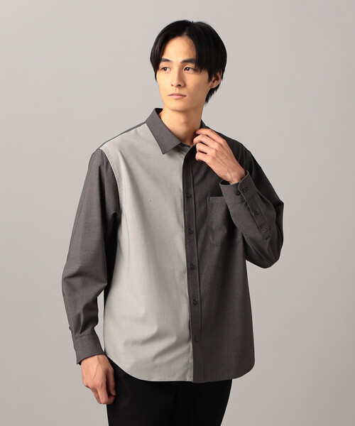COMME CA MEN（コムサメン）の「T/Rトロ カラーブロッキングシャツ（シャツ/ブラウス・メンズ・ブラック/チャコールグレー・L/M）」の2枚目の写真