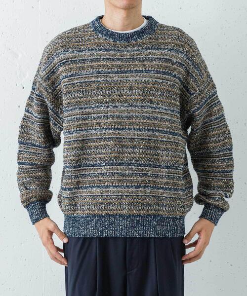 crepuscule（クレプスキュール）の「『別注』crepuscule×URBAN RESEARCH　Multi Border Mix CREW-NECK（ニット/セーター・メンズ・ブラック/ベージュ/ネイビー・1/2）」の22枚目の写真