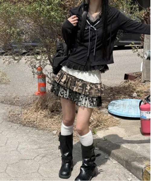 gossip！ロサンゼルス（ゴシップロサンゼルス）の「25aw 2way/星柄チュール リメイク風ティアードレイヤードミニスカート Y2K（スカート・レディース・カモフラージュ/ドット・FREE）」の10枚目の写真