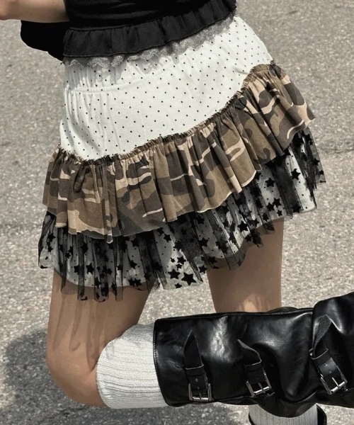 gossip！ロサンゼルス（ゴシップロサンゼルス）の「25aw 2way/星柄チュール リメイク風ティアードレイヤードミニスカート Y2K（スカート・レディース・カモフラージュ/ドット・FREE）」の14枚目の写真