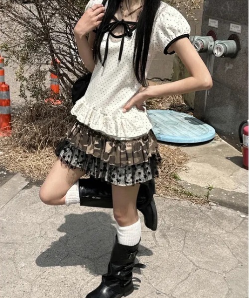 gossip！ロサンゼルス（ゴシップロサンゼルス）の「25aw 2way/星柄チュール リメイク風ティアードレイヤードミニスカート Y2K（スカート・レディース・カモフラージュ/ドット・FREE）」の20枚目の写真