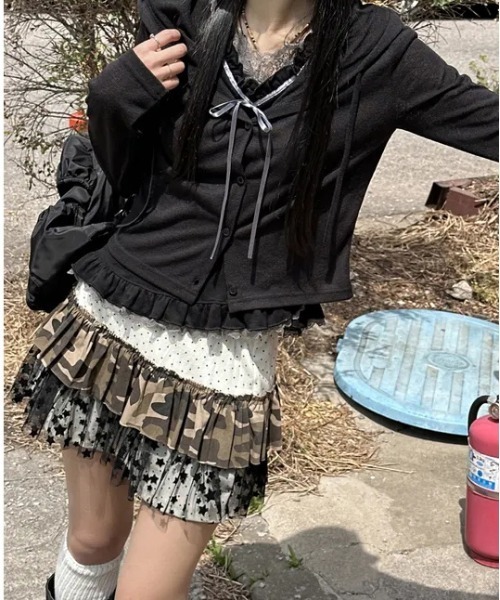 gossip！ロサンゼルス（ゴシップロサンゼルス）の「25aw 2way/星柄チュール リメイク風ティアードレイヤードミニスカート Y2K（スカート・レディース・カモフラージュ/ドット・FREE）」の9枚目の写真