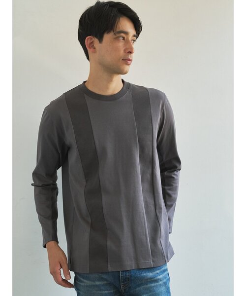 TRANSITION(トランジション)の「【TRANSITION】フライス切り替えロングスリーブTEE ロンT(Tシャツ/カットソー・メンズ・グレー系その他4/ブラック・4/3/2)」の2枚目の写真