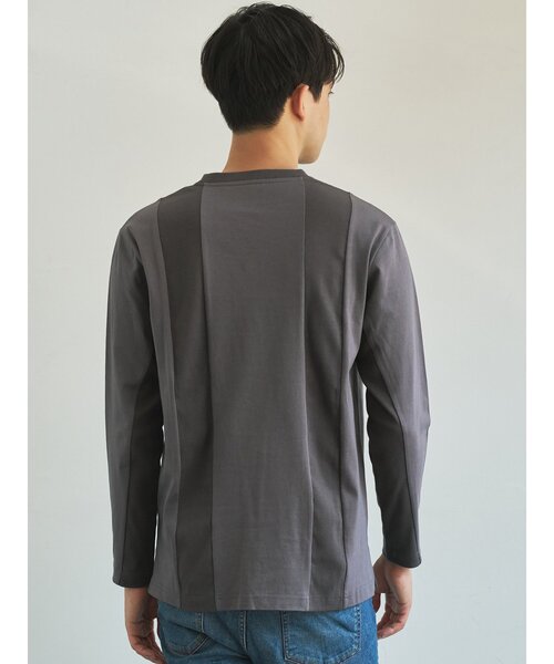 TRANSITION(トランジション)の「【TRANSITION】フライス切り替えロングスリーブTEE ロンT(Tシャツ/カットソー・メンズ・グレー系その他4/ブラック・4/3/2)」の3枚目の写真