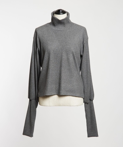 gomme（ゴム）の「リブニット　アームカバーＴ（Tシャツ/カットソー・レディース・チャコールグレー/ブラック・MEDIUM）」の13枚目の写真