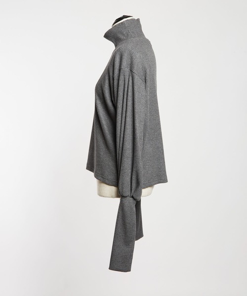 gomme（ゴム）の「リブニット　アームカバーＴ（Tシャツ/カットソー・レディース・チャコールグレー/ブラック・MEDIUM）」の14枚目の写真