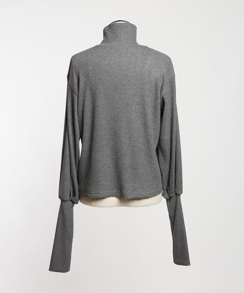 gomme（ゴム）の「リブニット　アームカバーＴ（Tシャツ/カットソー・レディース・チャコールグレー/ブラック・MEDIUM）」の15枚目の写真