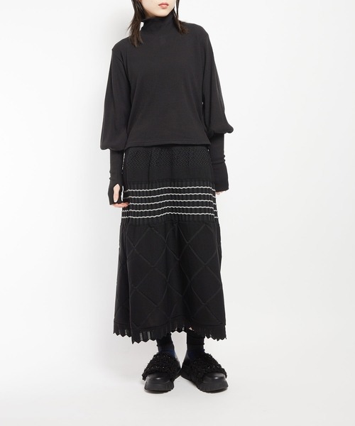 gomme（ゴム）の「リブニット　アームカバーＴ（Tシャツ/カットソー・レディース・チャコールグレー/ブラック・MEDIUM）」の8枚目の写真