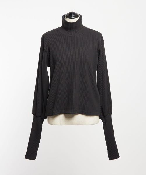 gomme（ゴム）の「リブニット　アームカバーＴ（Tシャツ/カットソー・レディース・チャコールグレー/ブラック・MEDIUM）」の19枚目の写真