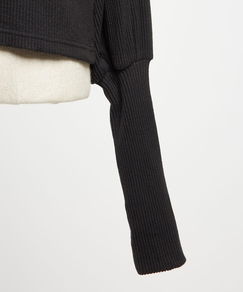 gomme（ゴム）の「リブニット　アームカバーＴ（Tシャツ/カットソー・レディース・チャコールグレー/ブラック・MEDIUM）」の22枚目の写真