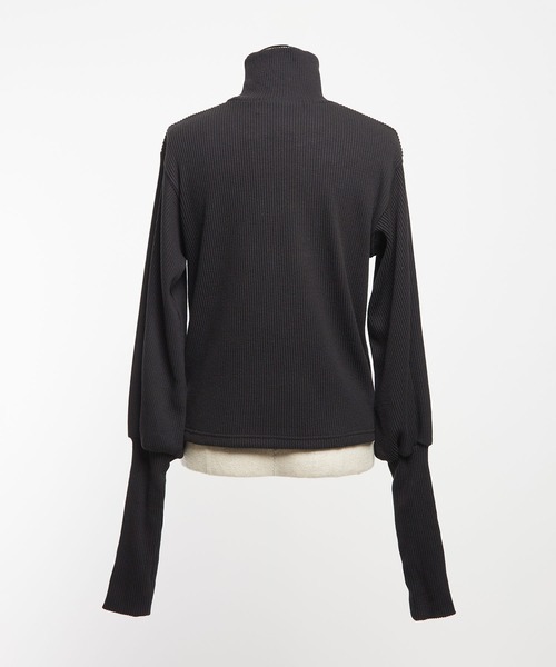 gomme（ゴム）の「リブニット　アームカバーＴ（Tシャツ/カットソー・レディース・チャコールグレー/ブラック・MEDIUM）」の20枚目の写真