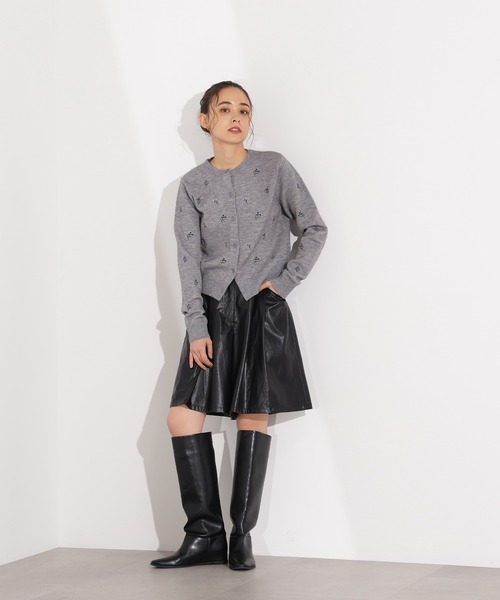 N.(N. Natural Beauty Basic)(エヌエヌナチュラルビューティーベーシック)の「フラワー刺繍カーディガン(カーディガン/ボレロ・レディース・ミント/グレー系その他/ブラック系その他・MEDIUM)」の12枚目の写真