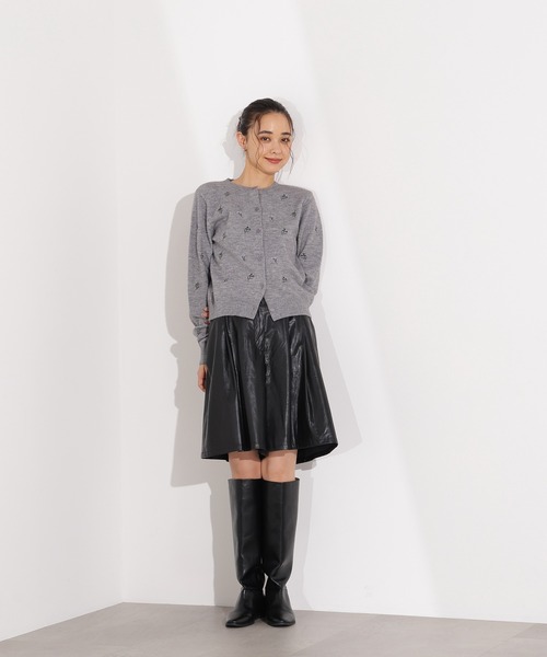 N.(N. Natural Beauty Basic)(エヌエヌナチュラルビューティーベーシック)の「フラワー刺繍カーディガン(カーディガン/ボレロ・レディース・ミント/グレー系その他/ブラック系その他・MEDIUM)」の15枚目の写真