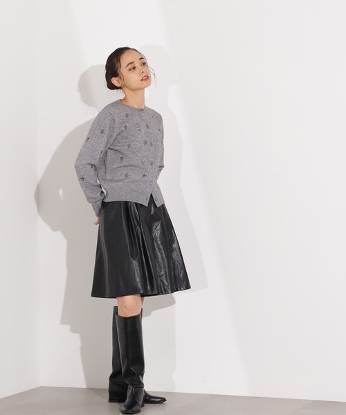 N.(N. Natural Beauty Basic)(エヌエヌナチュラルビューティーベーシック)の「フラワー刺繍カーディガン(カーディガン/ボレロ・レディース・ミント/グレー系その他/ブラック系その他・MEDIUM)」の16枚目の写真