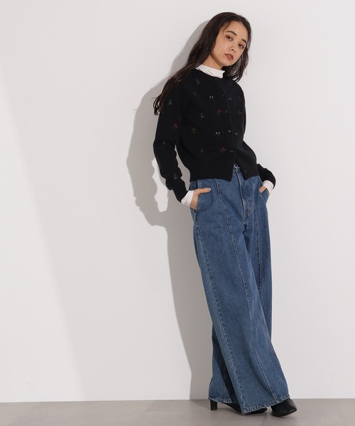 N.(N. Natural Beauty Basic)(エヌエヌナチュラルビューティーベーシック)の「フラワー刺繍カーディガン(カーディガン/ボレロ・レディース・ミント/グレー系その他/ブラック系その他・MEDIUM)」の9枚目の写真