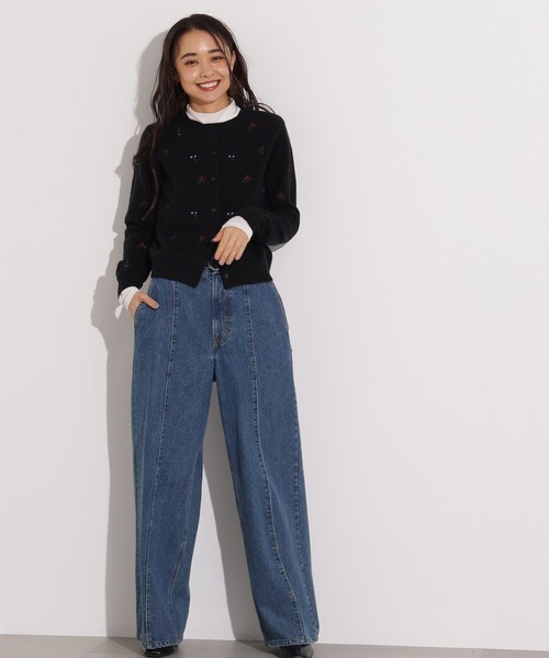 N.(N. Natural Beauty Basic)(エヌエヌナチュラルビューティーベーシック)の「フラワー刺繍カーディガン(カーディガン/ボレロ・レディース・ミント/グレー系その他/ブラック系その他・MEDIUM)」の10枚目の写真