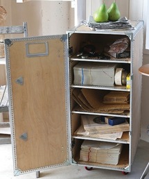 DULTON(_g)WOODEN CABINET WITH CASTORS 4 LAYER/ؐ Lrlbg I([ObY)