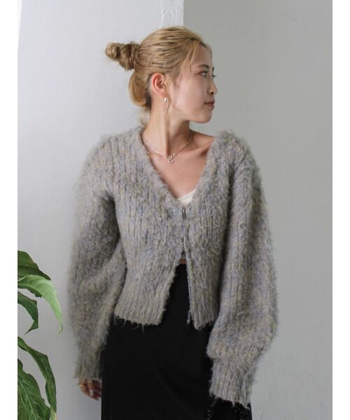 Ungrid(アングリッド)の「ダブルジップVネックニットカーディガン(ニット/セーター・レディース・グレー/イエロー/ブラウン・FREE)」の2枚目の写真