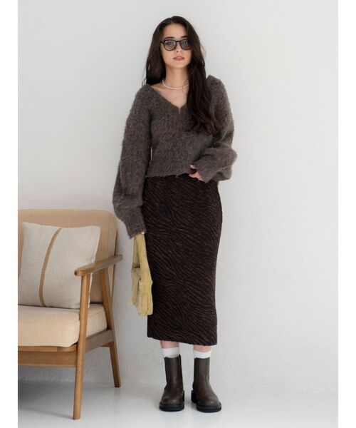 Ungrid(アングリッド)の「ダブルジップVネックニットカーディガン(ニット/セーター・レディース・グレー/イエロー/ブラウン・FREE)」の10枚目の写真