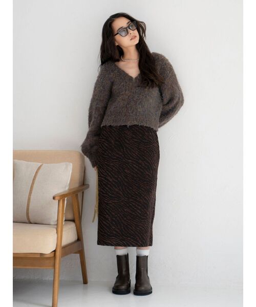 Ungrid(アングリッド)の「ダブルジップVネックニットカーディガン(ニット/セーター・レディース・グレー/イエロー/ブラウン・FREE)」の18枚目の写真