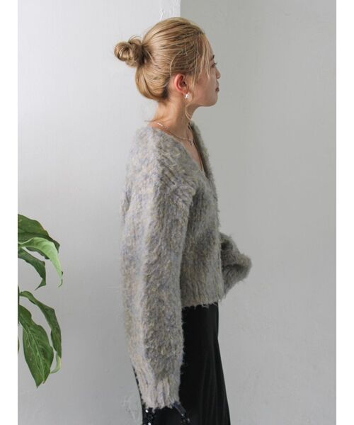 Ungrid(アングリッド)の「ダブルジップVネックニットカーディガン(ニット/セーター・レディース・グレー/イエロー/ブラウン・FREE)」の5枚目の写真