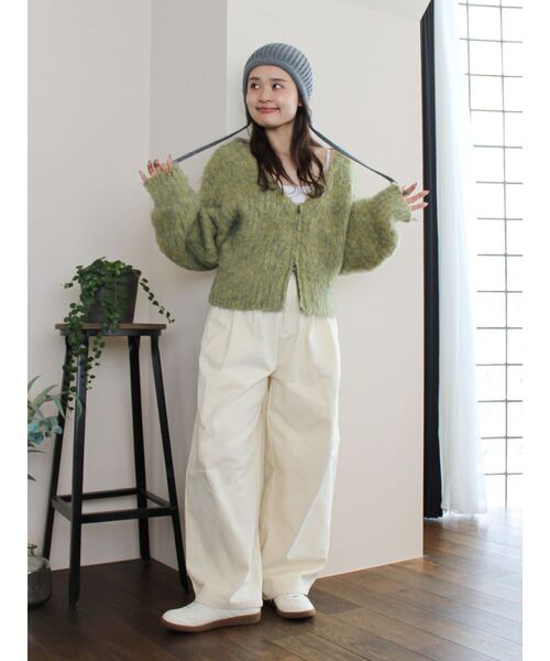 Ungrid(アングリッド)の「ダブルジップVネックニットカーディガン(ニット/セーター・レディース・グレー/イエロー/ブラウン・FREE)」の4枚目の写真