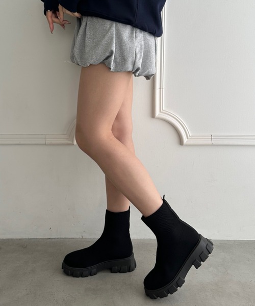 wears(ウェアーズ)の「厚底ニットショートブーツ(ブーツ・レディース・ブラウン/ホワイト/ブラック・24.5cm/23.5cm)」の17枚目の写真