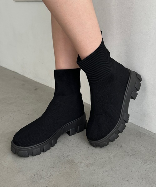 wears(ウェアーズ)の「厚底ニットショートブーツ(ブーツ・レディース・ブラウン/ホワイト/ブラック・24.5cm/23.5cm)」の19枚目の写真