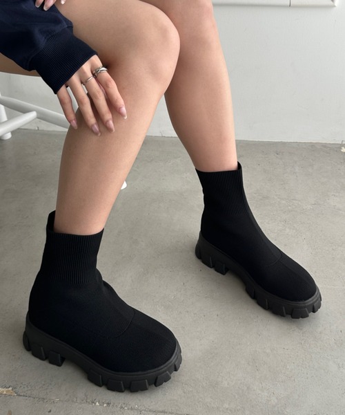 wears(ウェアーズ)の「厚底ニットショートブーツ(ブーツ・レディース・ブラウン/ホワイト/ブラック・24.5cm/23.5cm)」の20枚目の写真