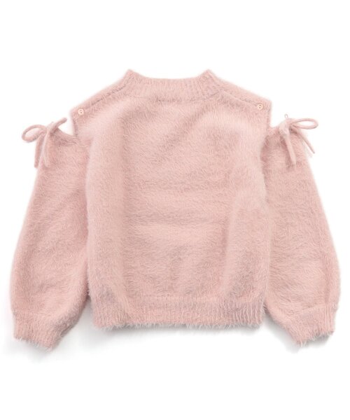 Seraph（セラフ）の「【ジュニア対応】ふわふわ肩あきリボンシャギーニット（ニット/セーター・キッズ・オフホワイト/ベビーピンク/サックスブルー・100/110/120/130/80/90/140）」の10枚目の写真