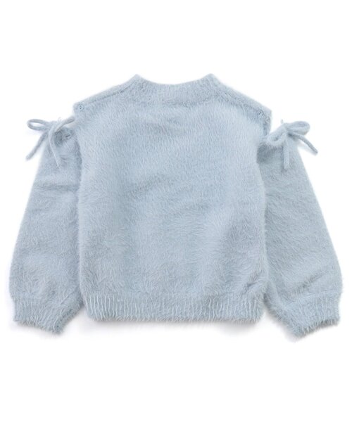 Seraph（セラフ）の「【ジュニア対応】ふわふわ肩あきリボンシャギーニット（ニット/セーター・キッズ・オフホワイト/ベビーピンク/サックスブルー・100/110/120/130/80/90/140）」の12枚目の写真